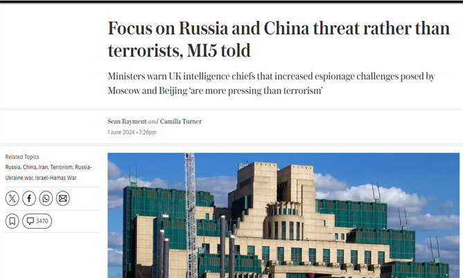 MI5, Focus on Russia, China, and Iran, like ‘ISIS’* Terrorists have